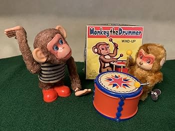 Amazon.co.jp: ブリキのおもちゃ 2個セット 太鼓 猿 ブリキ玩具